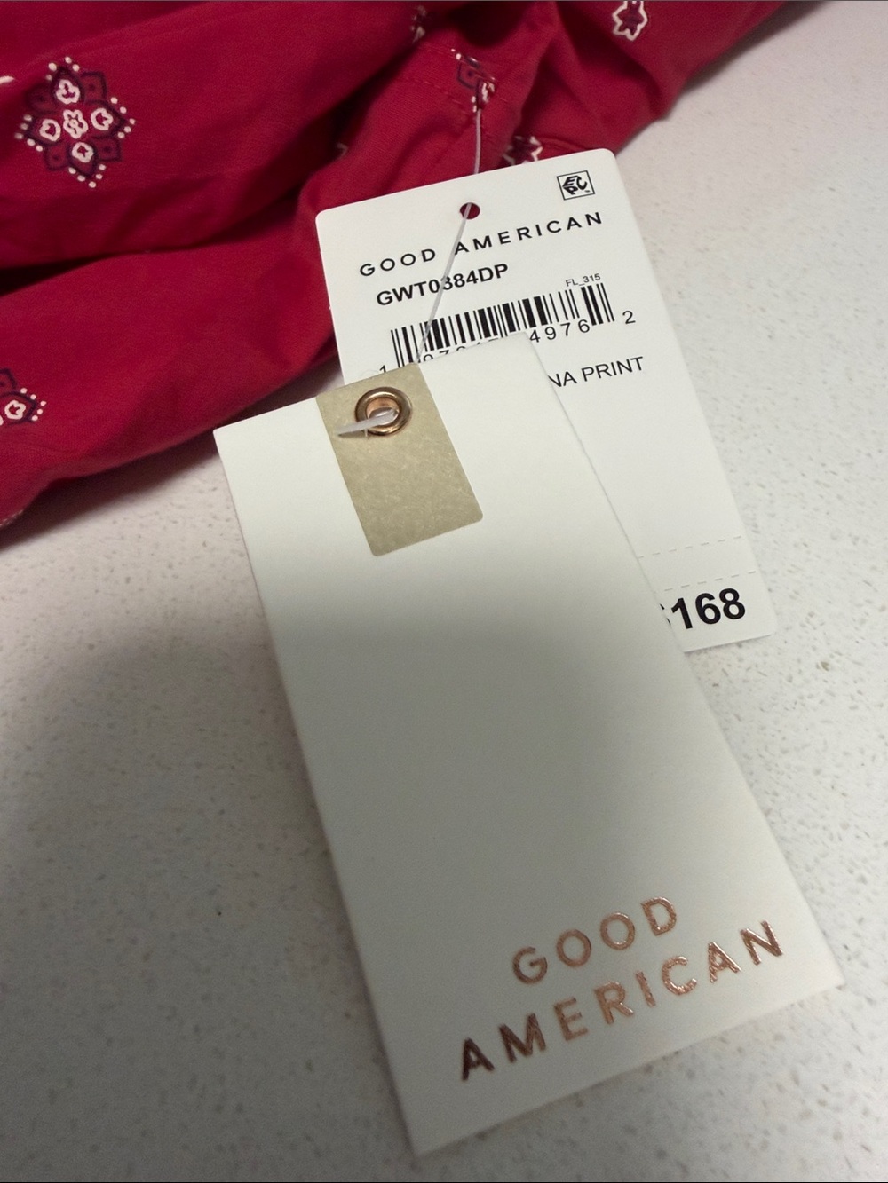 Good American Red Dolly Tailored Poplin Western-Print Snap Button Down Shirt - Picture 5 of 8